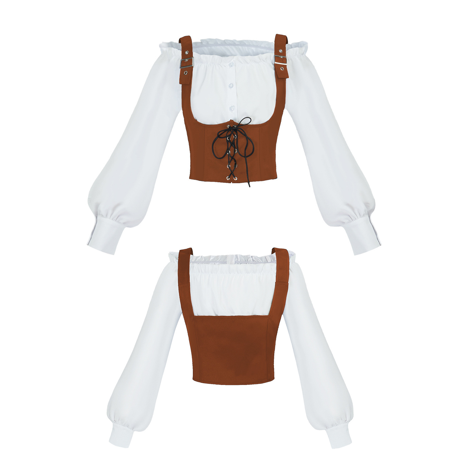 Blouse Off Shoulder - Renaissance 2-delige kostuumset, off-shoulder blouse met