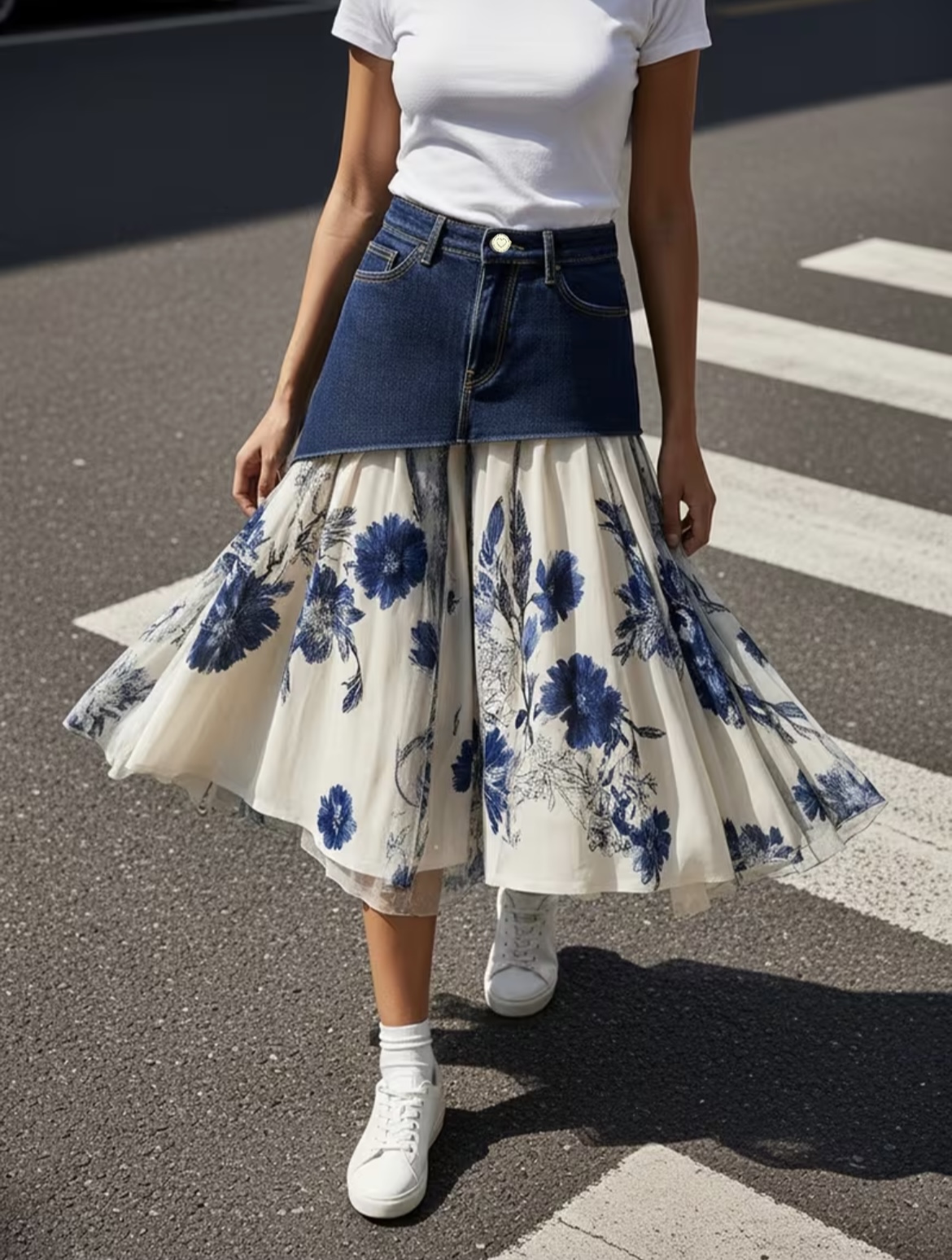 Plusmaat dames rok met hoge ta - Midi Skirt Floral recensie en prijs